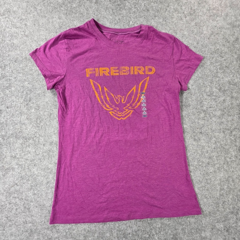 Women's Y2K Old Navy Short Sleeve T-Shirt Purple Firebird 2007 Deadstock Shirt L